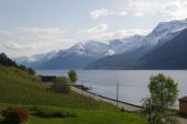 Blick �ber den S�rfjord vom Ferienhaus aus